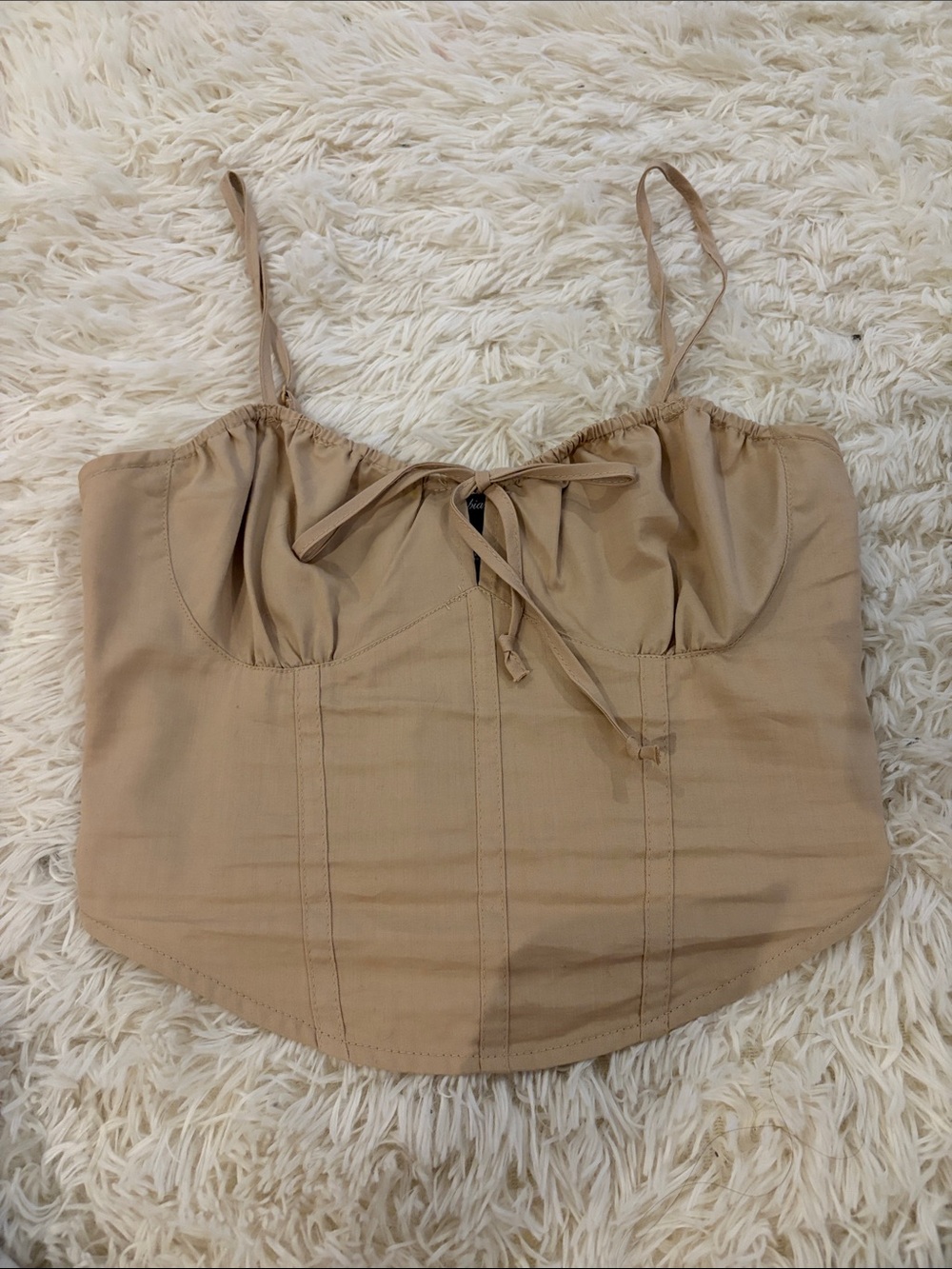 Ambiance Tan Corset Camisole with Front Tie